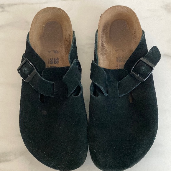 Birkenstock Shoes - Birkenstock Boston Black Suede Clog 38